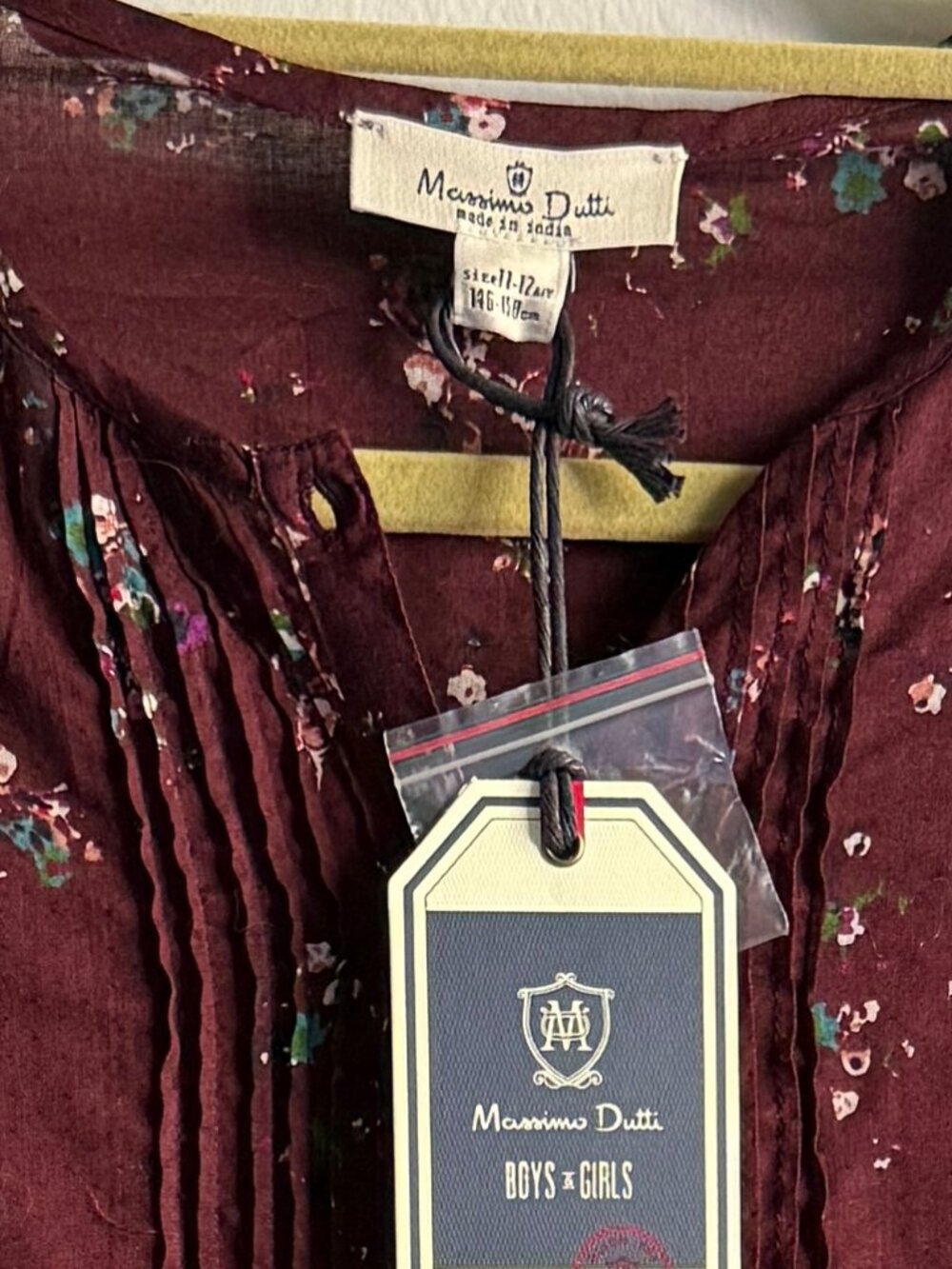 NWT Massimo Dutti Girls Floral Pintuck Blouse